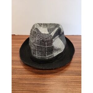 Unique Linea‎ Uomo Fedora Artsy Mens Gray L XL Fitted Round Wool Blend Brim Hat